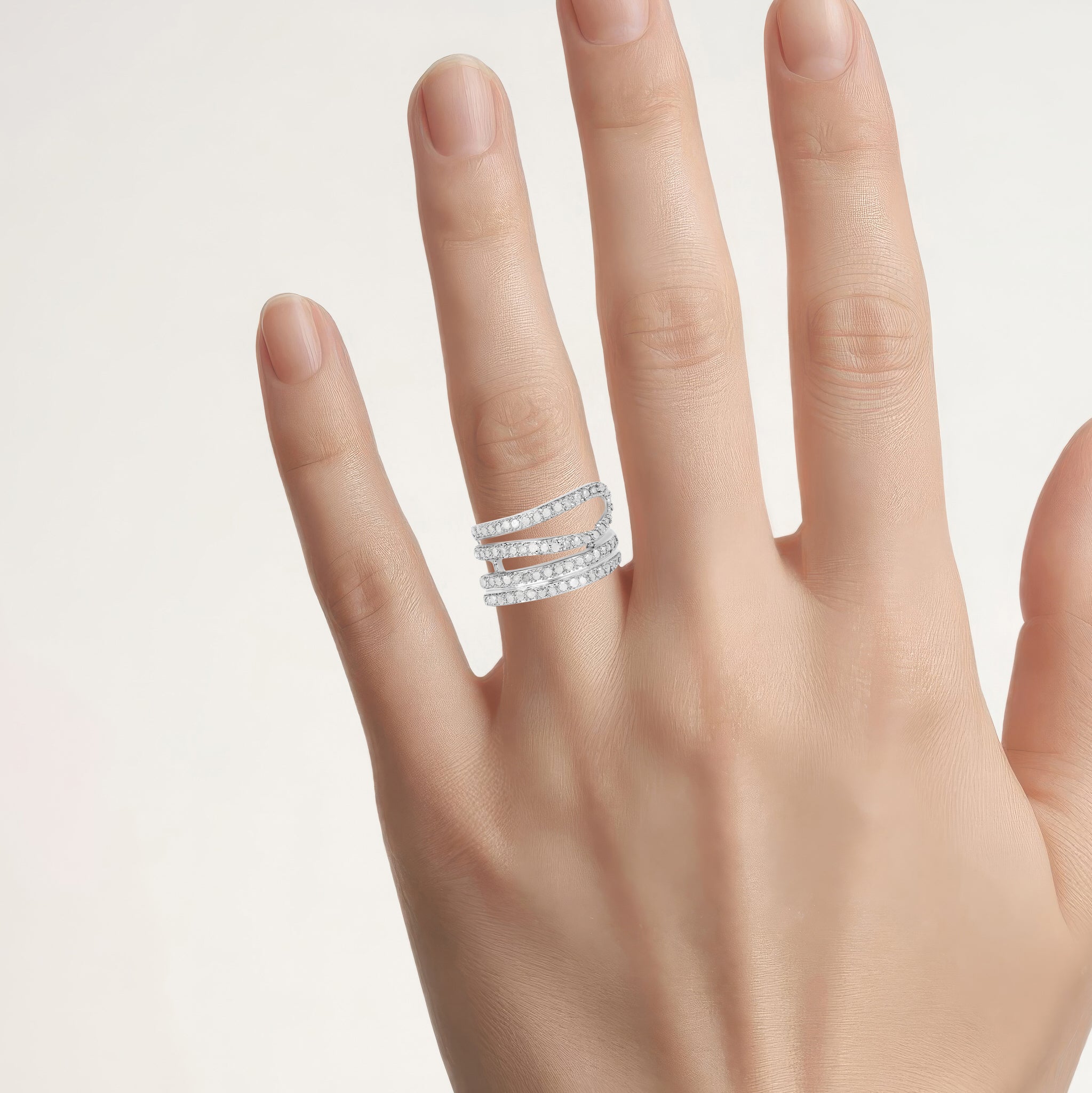 Diamond Ring 0.82 Carats Sterling Silver