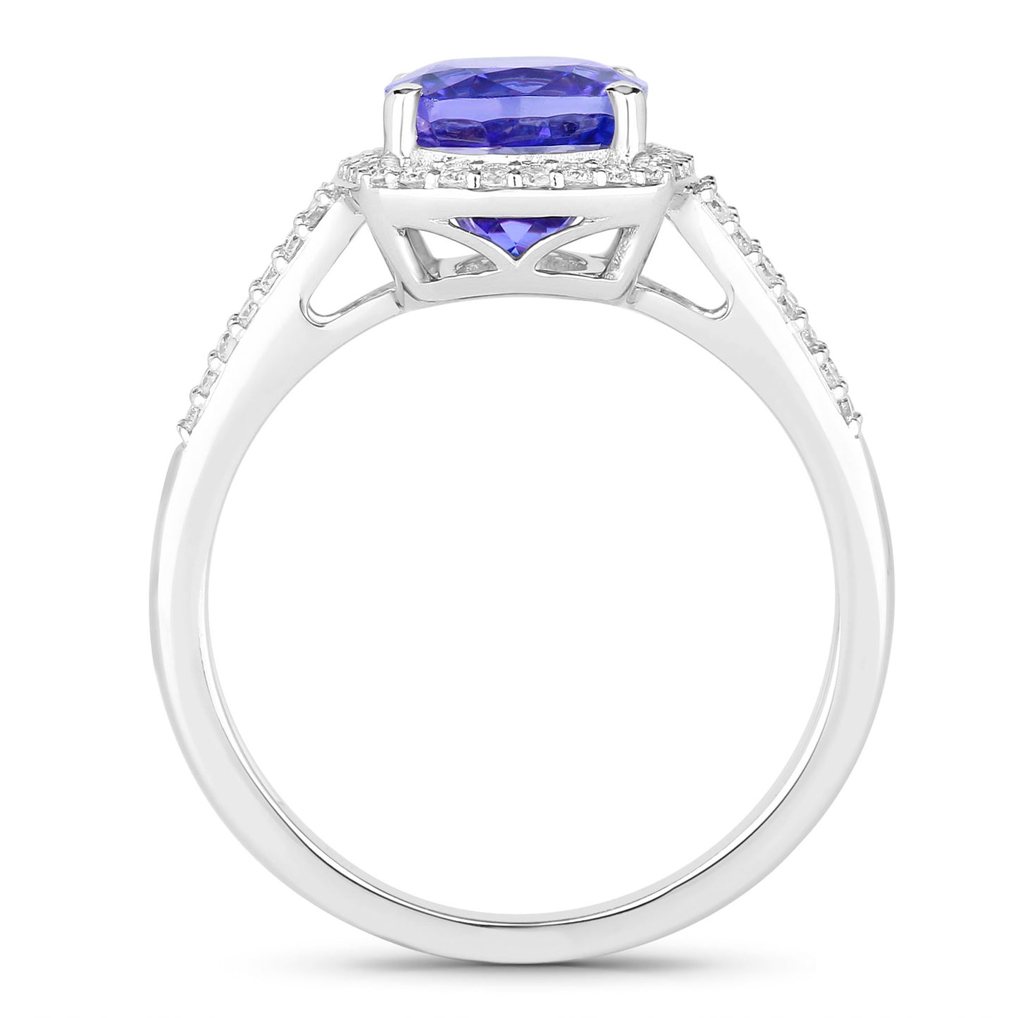 Tanzanite Ring Diamonds 3.35 Carats 14K White Gold
