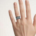 Blue Diamond Ring 0.5 Carats Sterling Silver