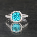 Apatite Ring With Diamonds 1.85 Carats 9K White Gold