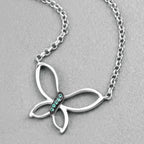 Zambian Emerald Butterfly Necklace 0.06 Carats Sterling Silver
