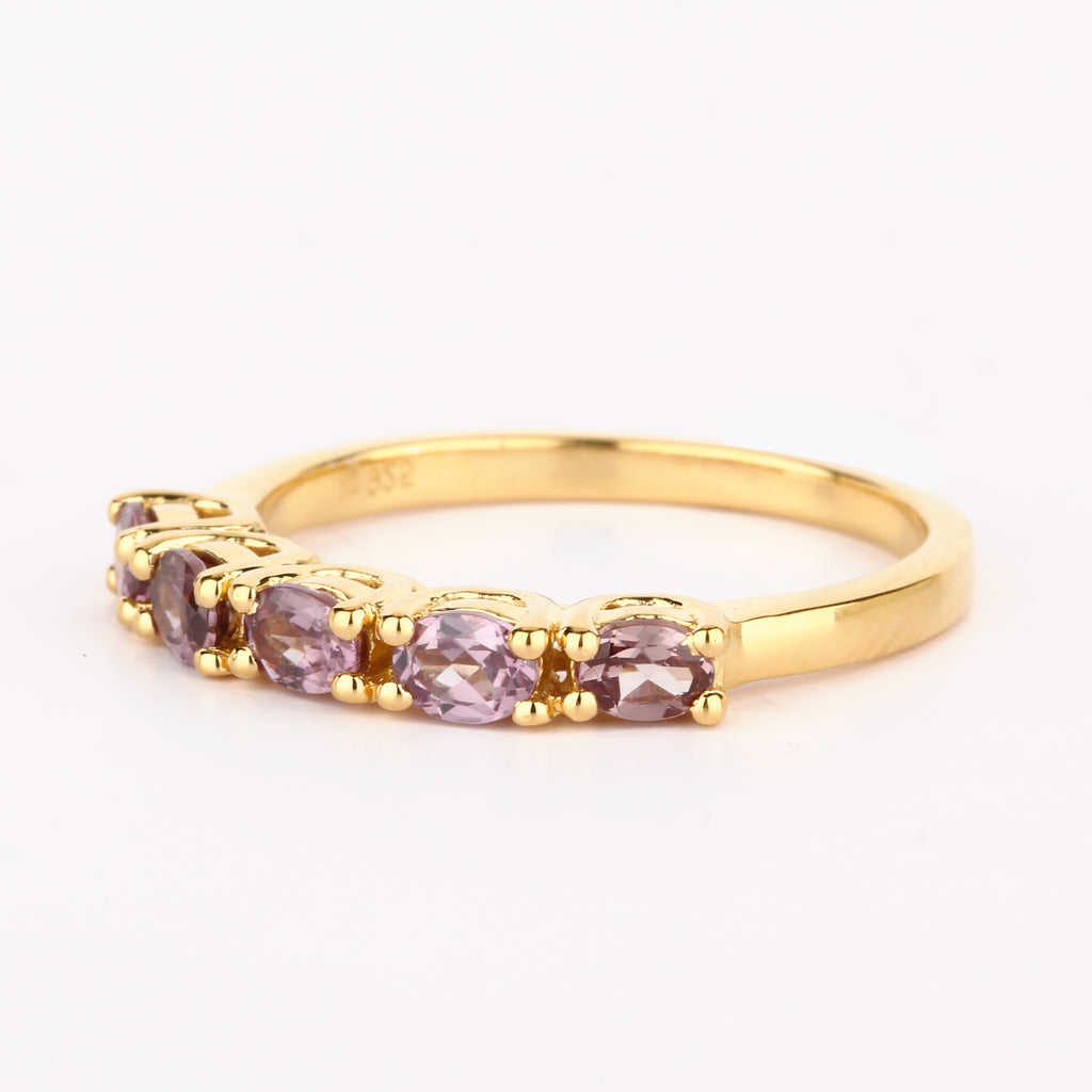 Color Change Garnet Ring 1 Carat Gold Plated Silver