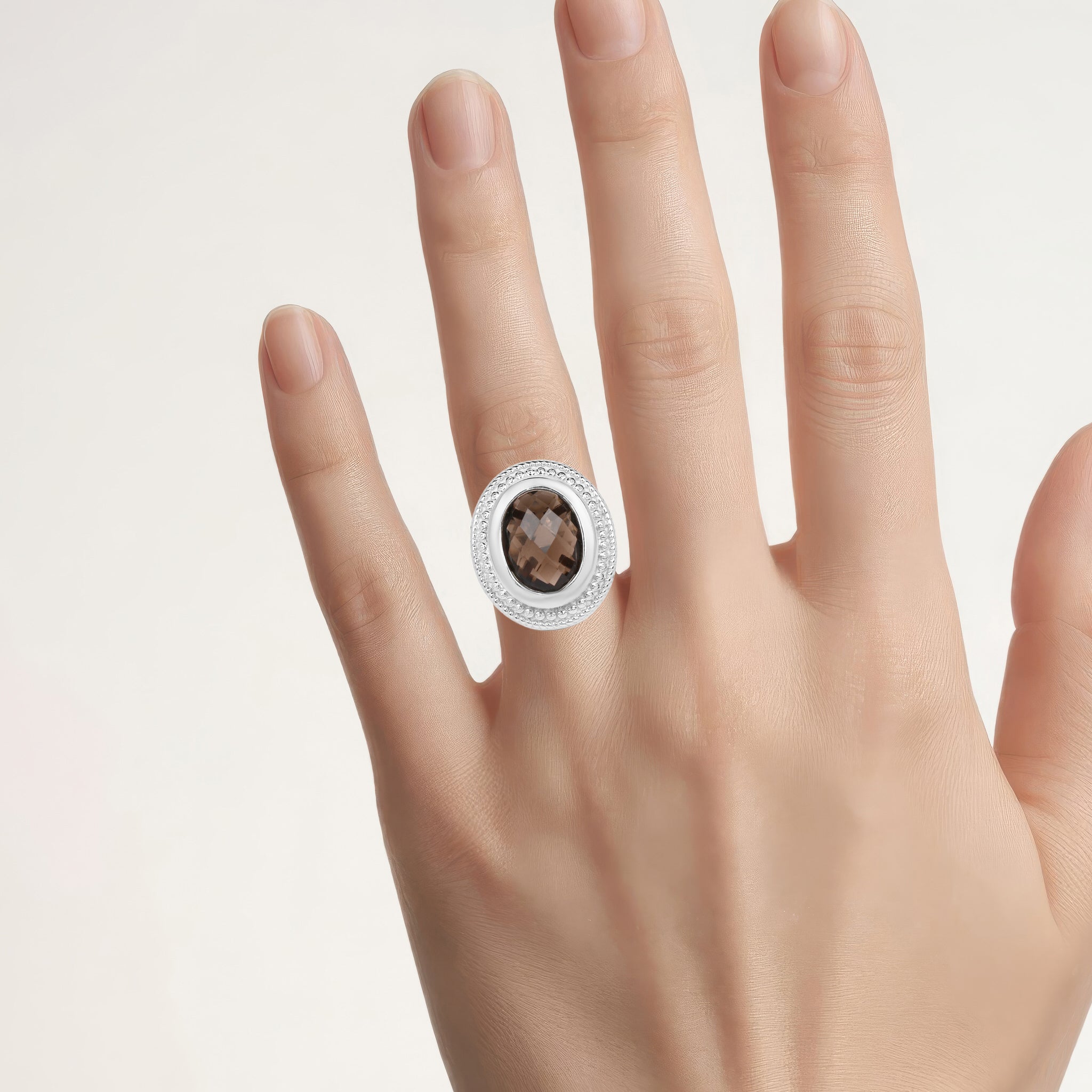 Smoky Quartz Ring 7.88 Carats Sterling Silver