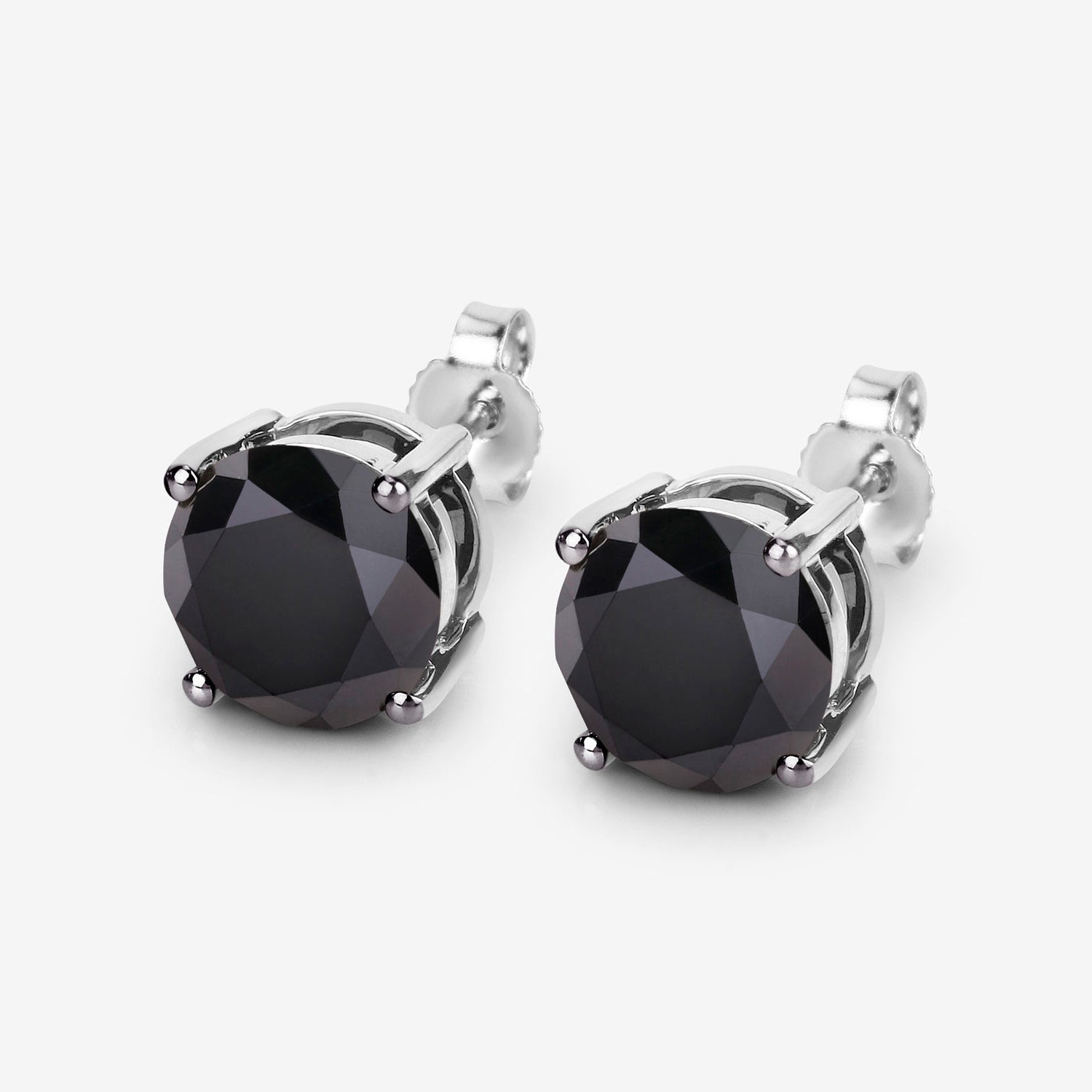 Black Diamond Earrings 4.8 Carats 14K White Gold