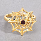 Garnet Spider Web Ring 0.1 Carats Gold Plated Silver