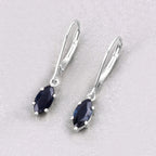 Blue Sapphire Earrings 1.18 Carats 10K White Gold