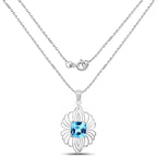 Swiss Blue Topaz Pendant 8.16 Carats Sterling Silver