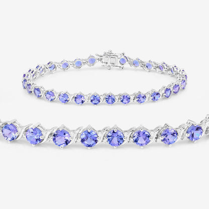 Tanzanite Tennis Bracelet Diamonds 6.9 Carats 14K White Gold
