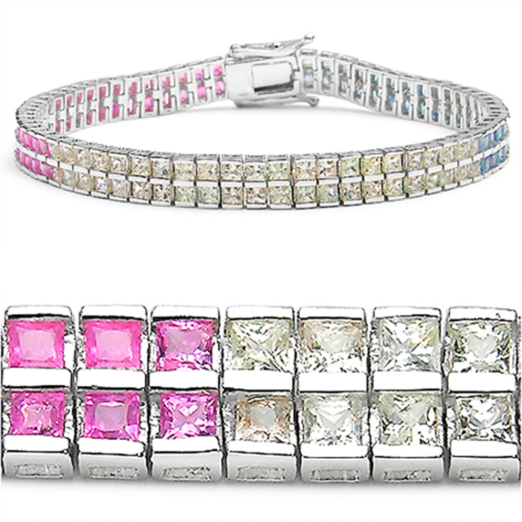 Multicolor Sapphire Tennis Bracelet 9.46 Carats Sterling Silver
