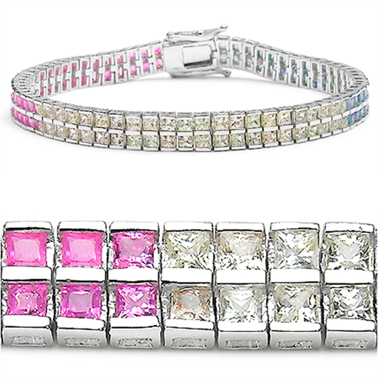 Multicolor Sapphire Tennis Bracelet 9.46 Carats Sterling Silver