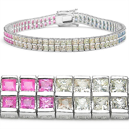 Multicolor Sapphire Tennis Bracelet 9.46 Carats Sterling Silver