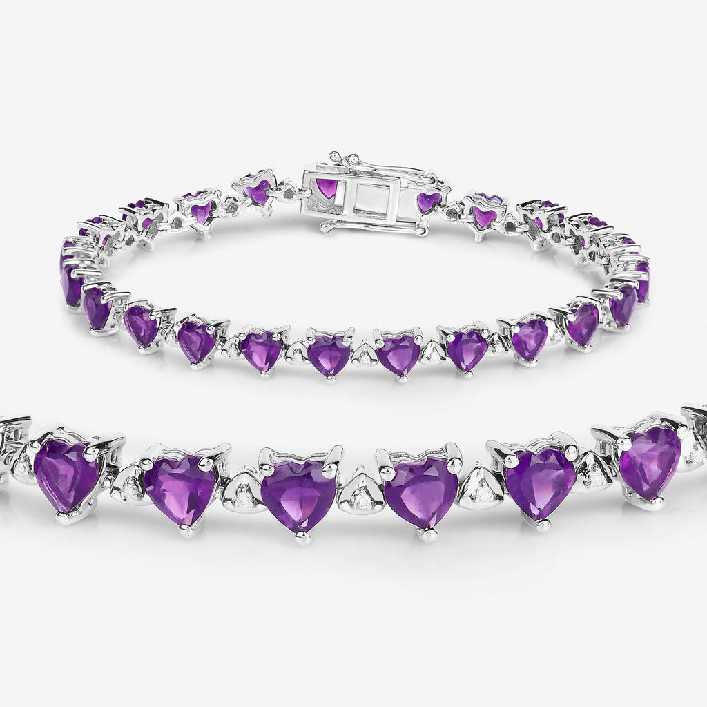 Amethyst Tennis Bracelet With Diamonds 9.98 Carats Sterling Silver