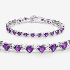 Amethyst Tennis Bracelet With Diamonds 9.98 Carats Sterling Silver