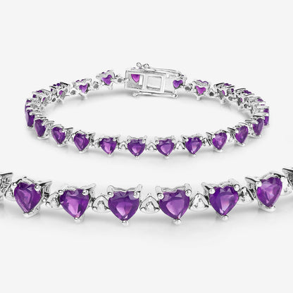 Amethyst Tennis Bracelet With Diamonds 9.98 Carats Sterling Silver