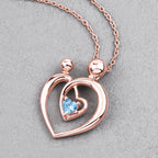 Swiss Blue Topaz Mom Pendant 0.26 Carats Gold Plated Silver