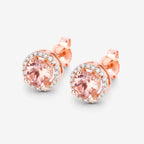 Morganite Stud Earrings With Diamonds 0.9 Carats 14K Rose Gold