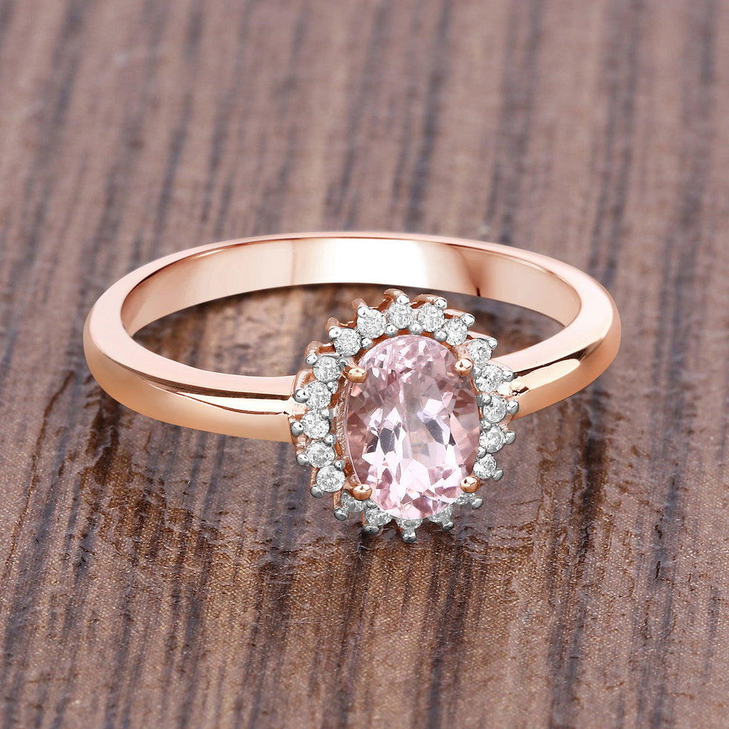 Morganite Ring With Diamonds 0.78 Carats 14K Rose Gold