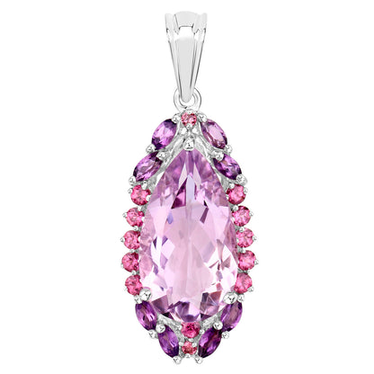 Tropical Pendant Necklace Pink Amethyst Rhodolite Garnet 5.63 Carats