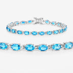 Swiss Blue Topaz Tennis Bracelet 10.7 Carats Sterling Silver