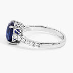 Blue Sapphire Ring With Diamonds 3.82 Carats 18K White Gold