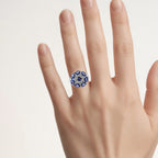 Tanzanite Flower Ring With White Topaz 2.54 Carats Sterling Silver