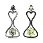 Peridot Earrings With Black Spinel 6.9 Carats Sterling Silver