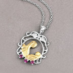 Ruby Mom Pendant 0.12 Carats Gold Plated Silver