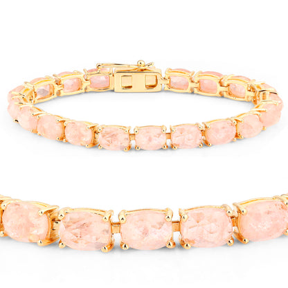 Morganite Tennis Bracelet 34.4 Carats Gold Plated Silver