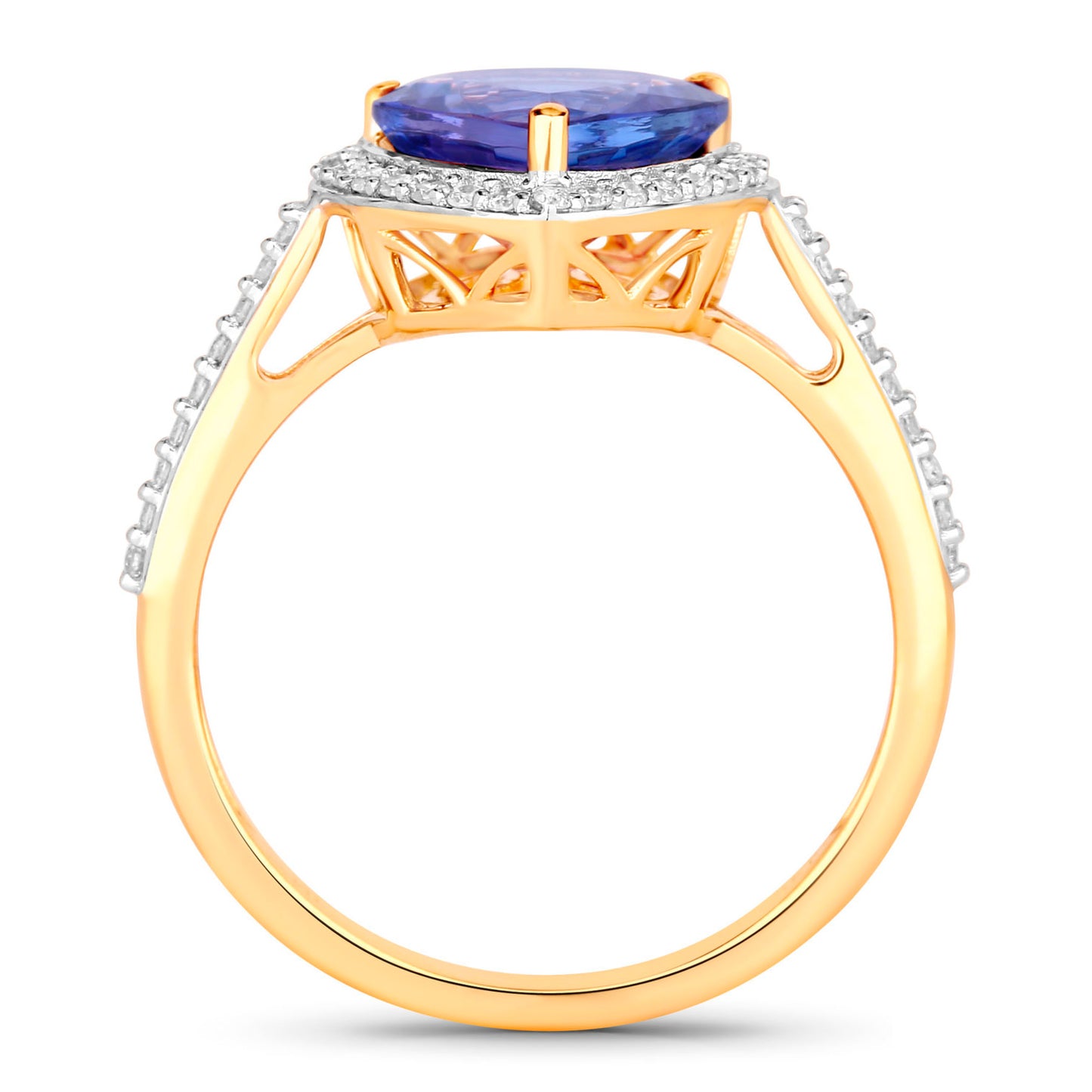 Tanzanite Ring Diamonds 2.48 Carats 14K Yellow Gold