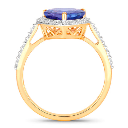 Tanzanite Ring Diamonds 2.48 Carats 14K Yellow Gold
