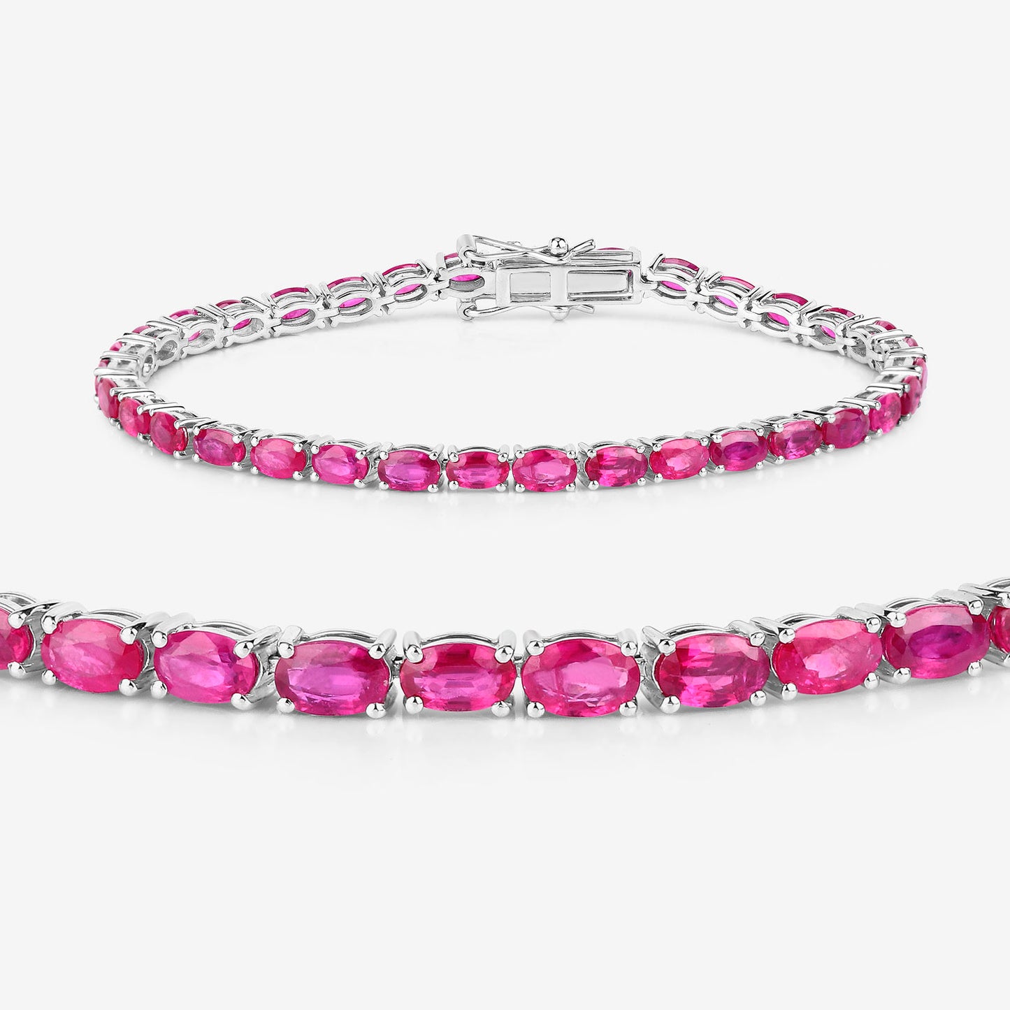 Ruby Bracelet 9.16 Carats 10K White Gold