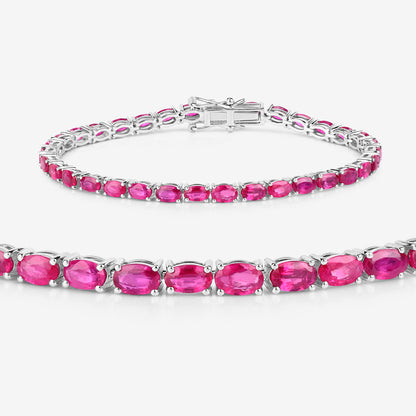Ruby Bracelet 9.16 Carats 10K White Gold