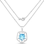 Blue Topaz Pendant 7.58 Carats Sterling Silver