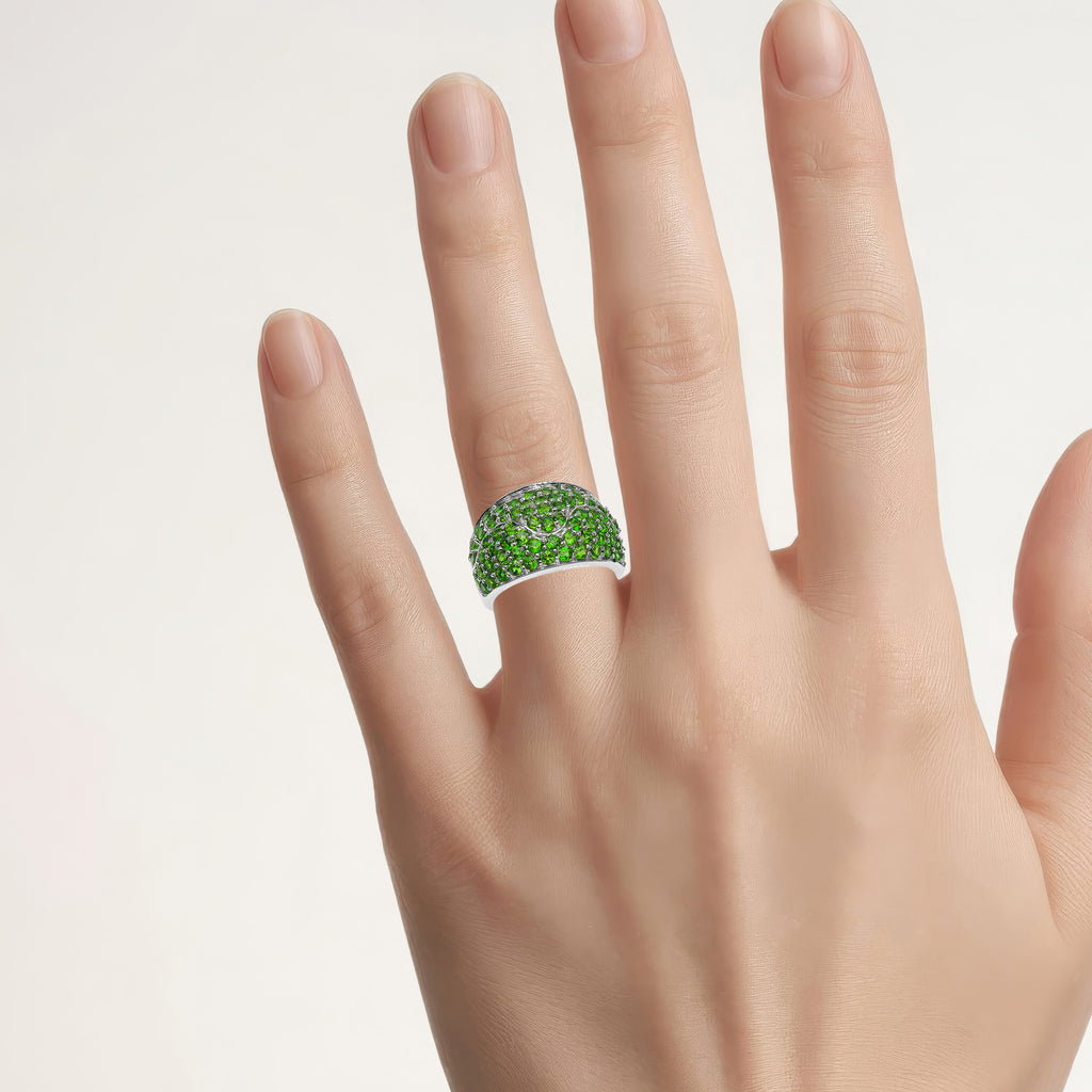 Chrome Diopside Ring 3.34 Carats Sterling Silver