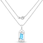 Swiss Blue Topaz Pendant With White Topaz 4.54 Carats Sterling Silver
