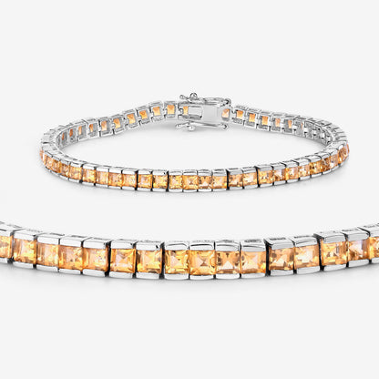 Citrine Tennis Bracelet 8.25 Carats Rhodium Plated Sterling Silver