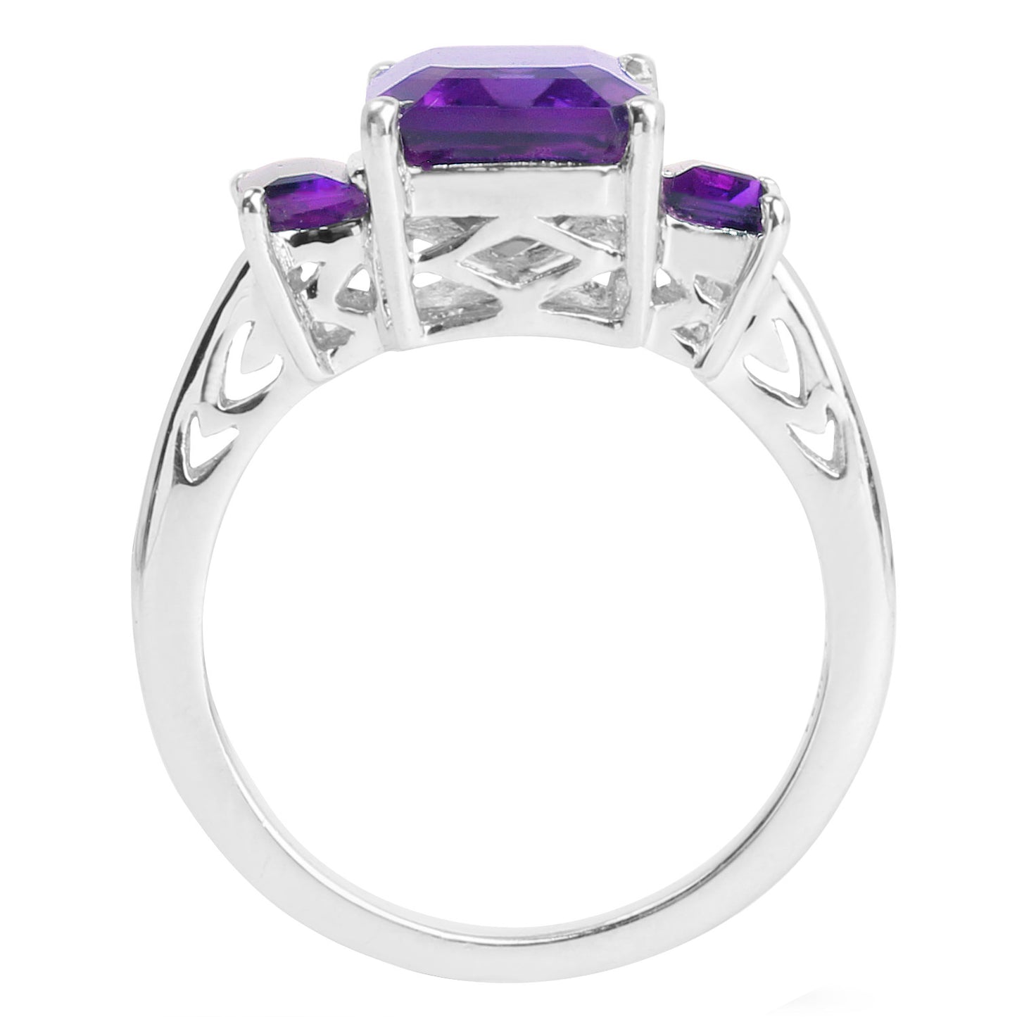 Amethyst Three Stone Ring 4.65 Carats