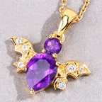 Amethyst Bat Pendant With White Topaz 1.19 Carats Gold Plated Silver