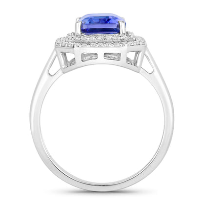 Tanzanite Ring Diamonds 3.3 Carats 14K White Gold