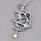 Garnet Flying Witch Pendant 0.3 Carats Sterling Silver
