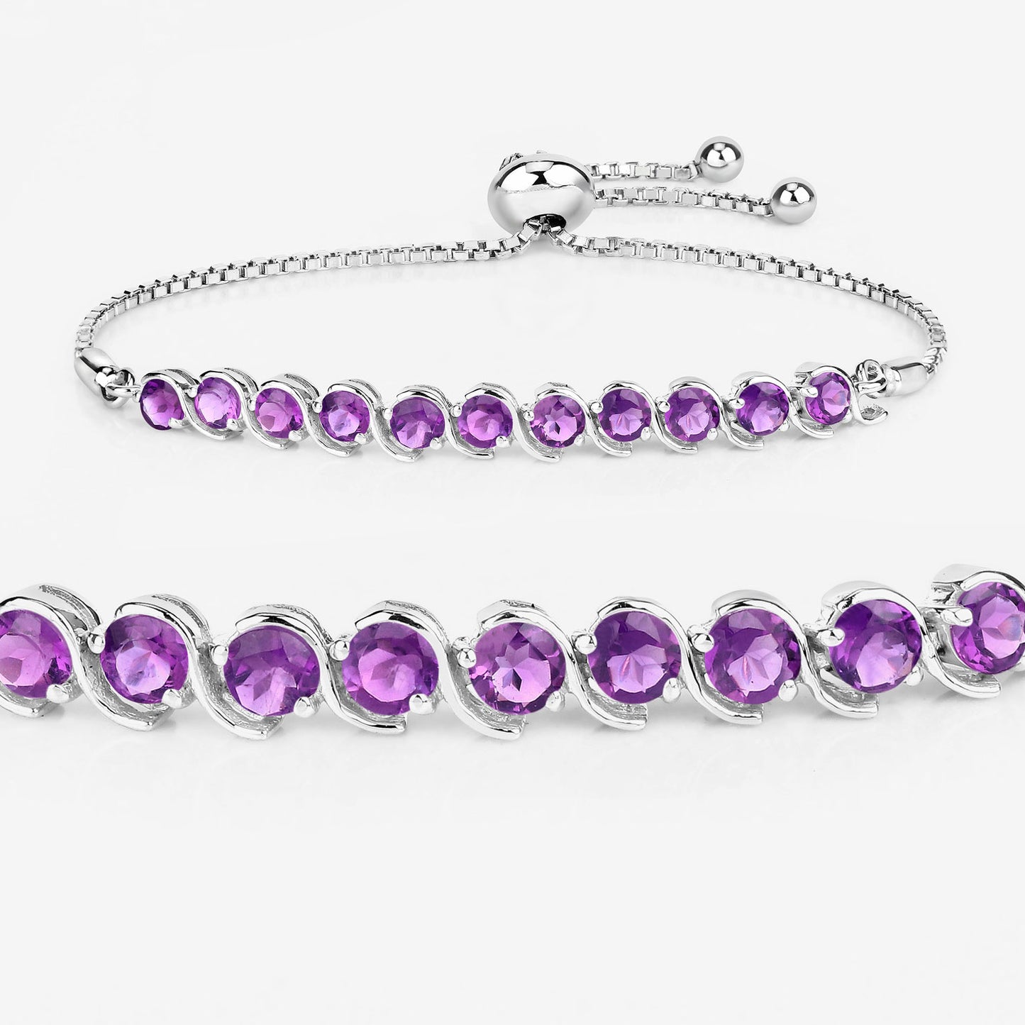 Amethyst Bracelet 2.62 Carats Sterling Silver