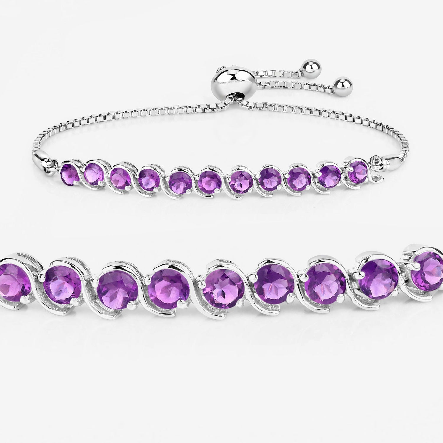 Amethyst Bracelet 2.62 Carats Sterling Silver