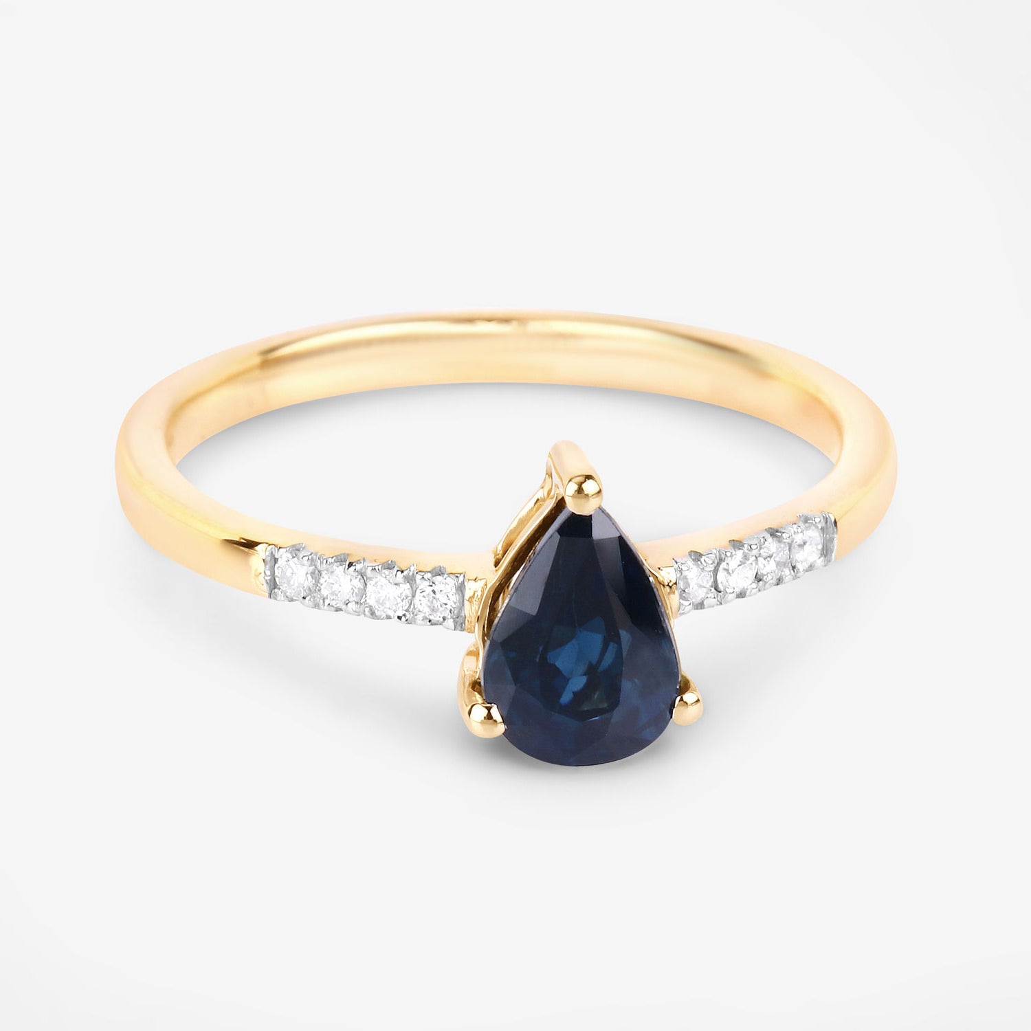 Blue Sapphire Ring With Diamonds 0.82 Carats 14K Yellow Gold