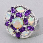 Natural Mixed Gemstones Ring 5.66 Carats Sterling Silver