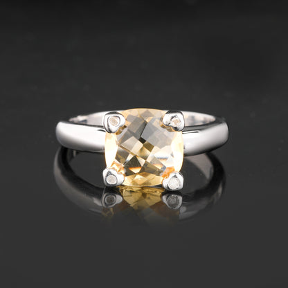 Citrine Ring With Diamonds 3.12 Carats Sterling Silver