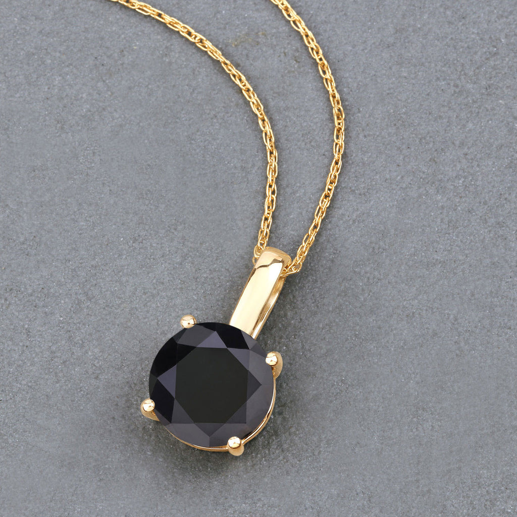 Black Diamond Pendant 3.1 Carats 14K Yellow Gold
