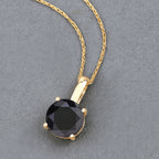 Black Diamond Pendant 3.1 Carats 14K Yellow Gold