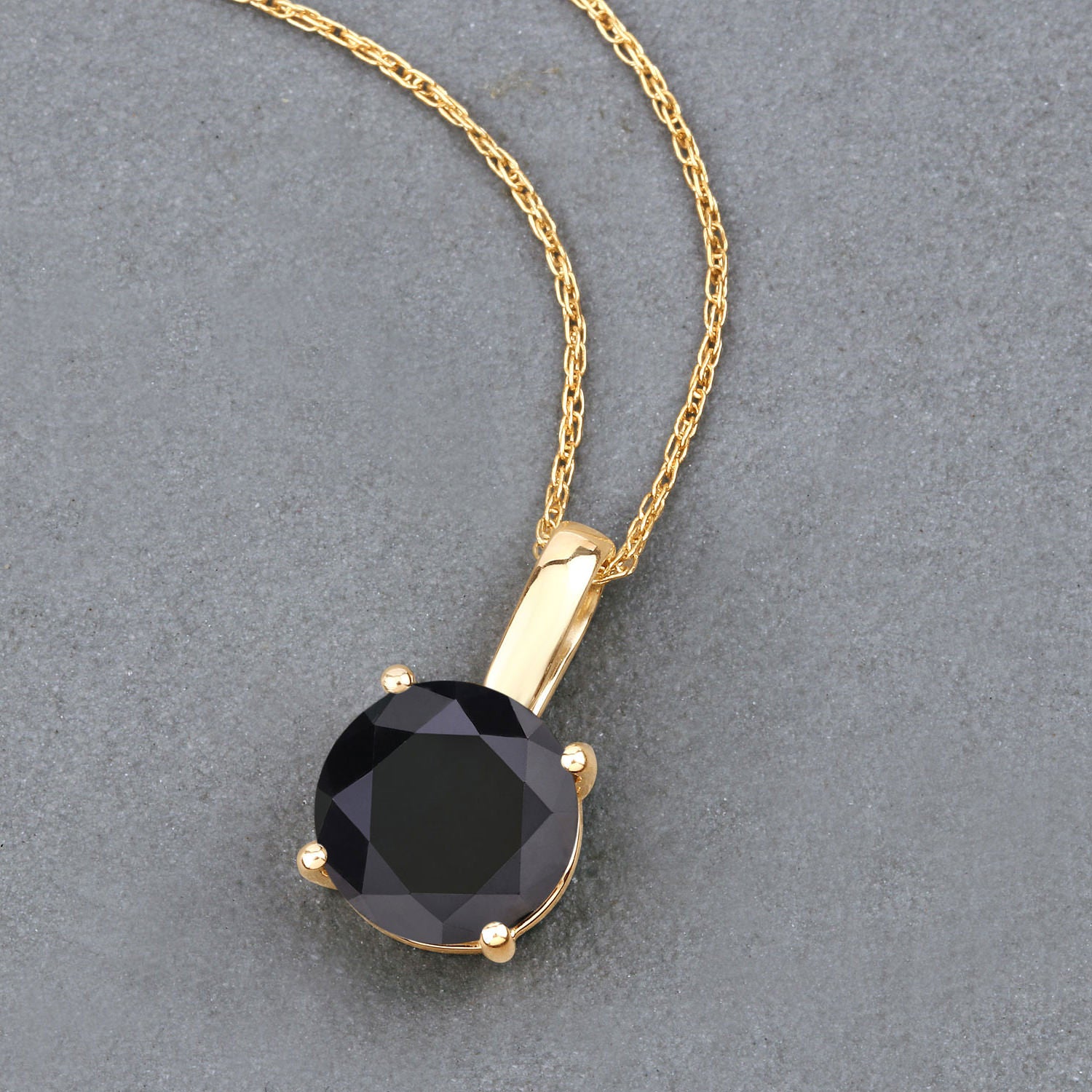 Black Diamond Pendant 3.1 Carats 14K Yellow Gold
