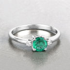 Zambian Emerald Ring With Diamonds 0.68 Carats 14K White Gold