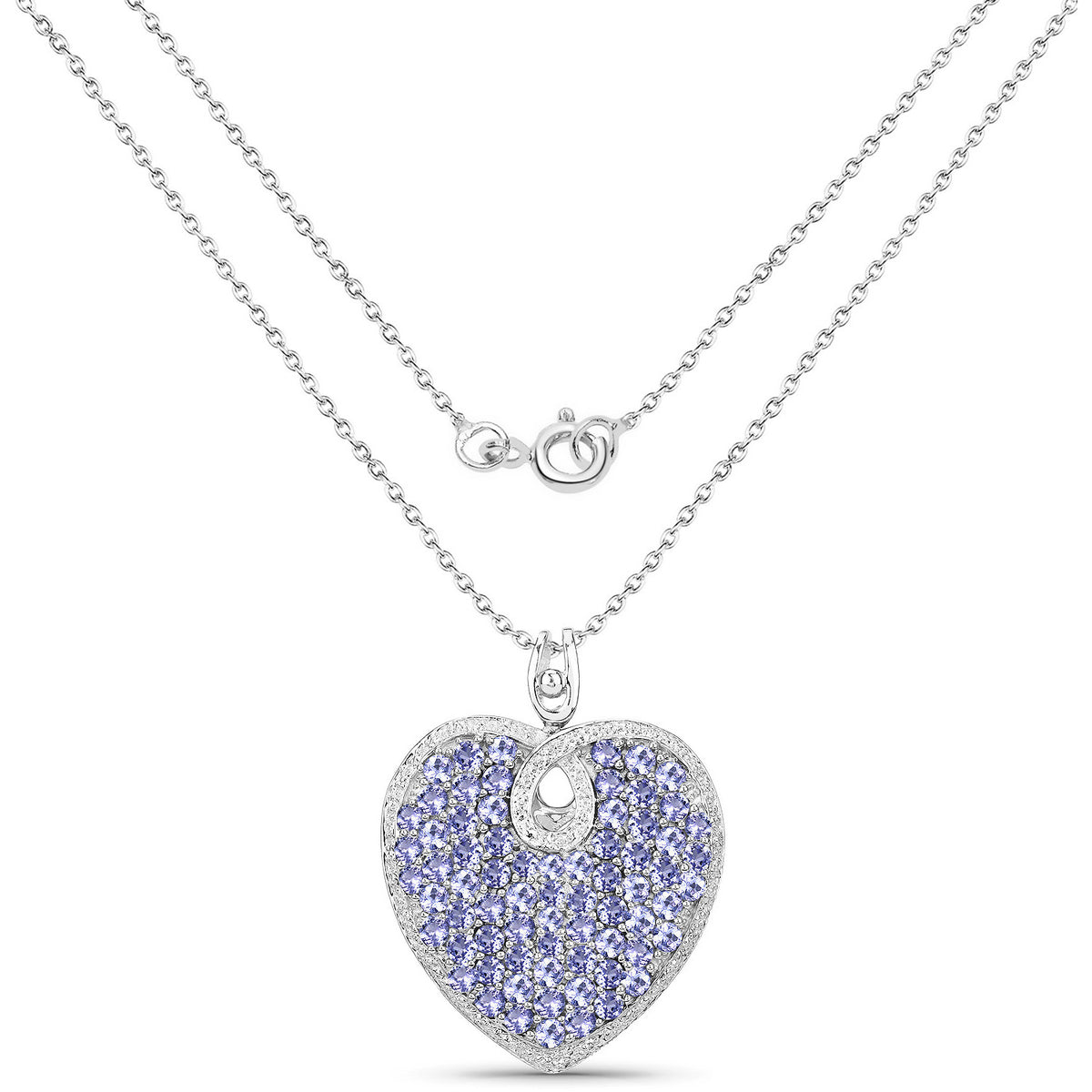 Tanzanite Heart Pendant 6.14 Carats Sterling Silver